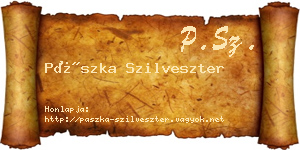 Pászka Szilveszter névjegykártya